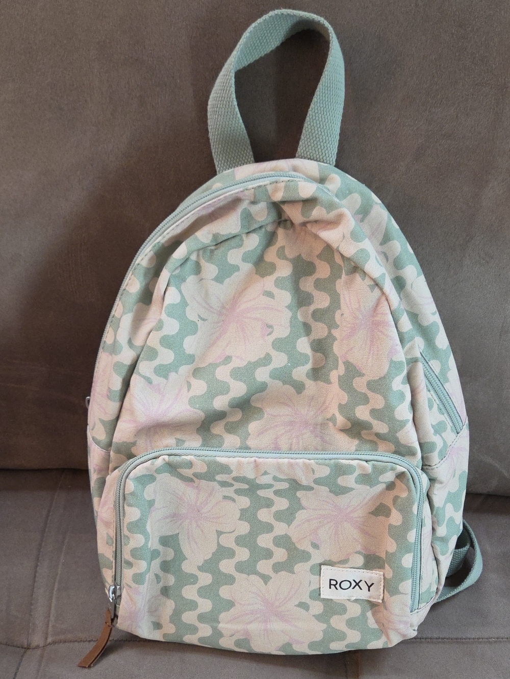 Roxy Pastel Floral Mini Backpack in Mint and Light Pink